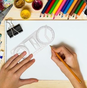 2 PC SET GEOMETRIC RULER