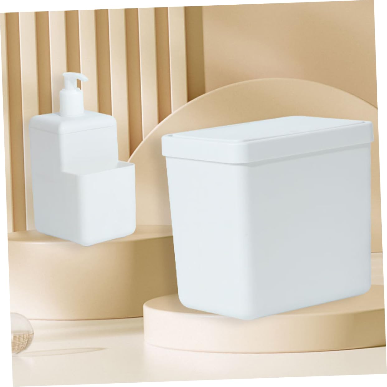 PLASTIC SOAP DISPENSER WITH DUSTBIN