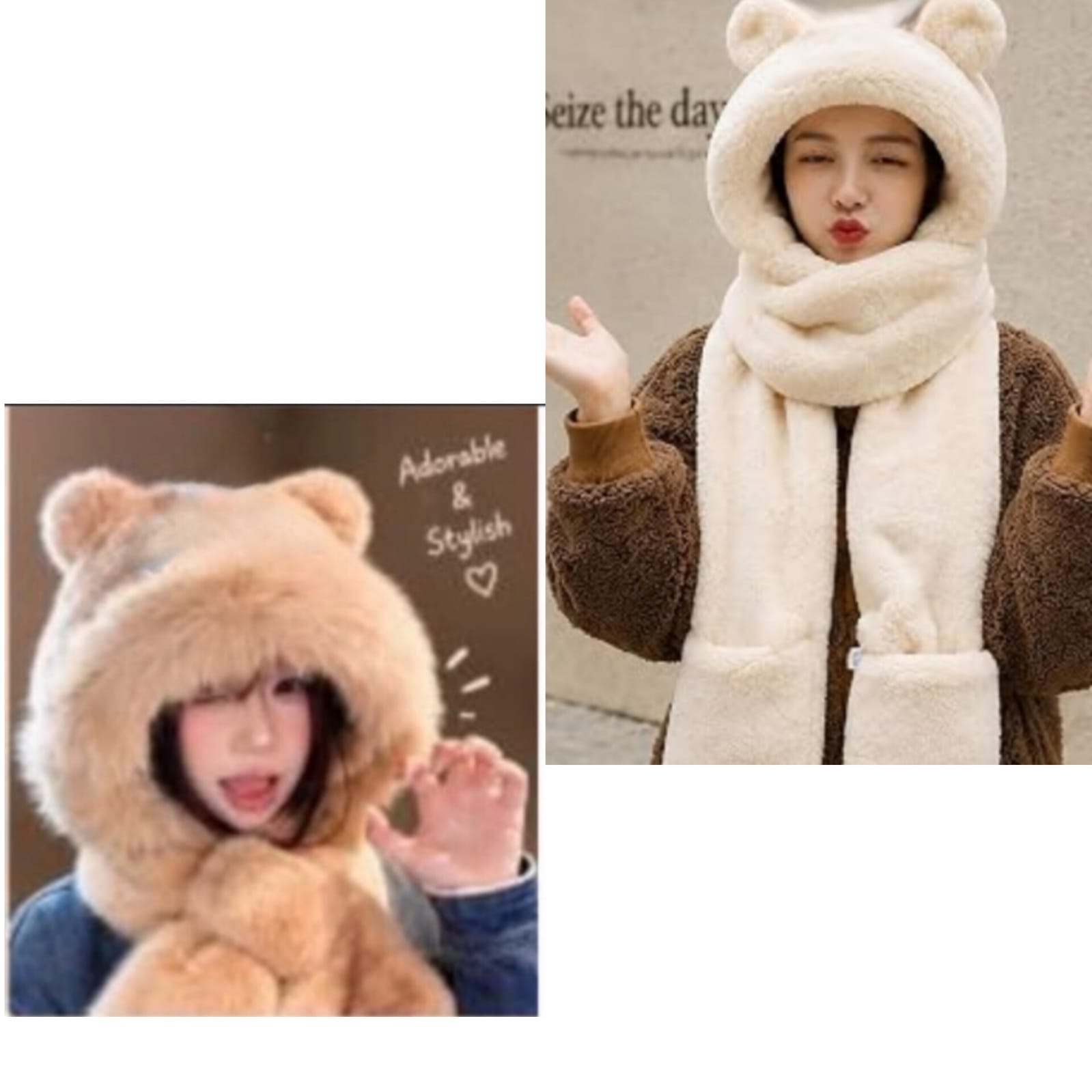CUTE FUR CAP MUFFLER SET