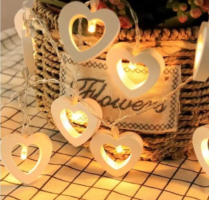 WOODEN HEART LIGHT ( 14 LED)