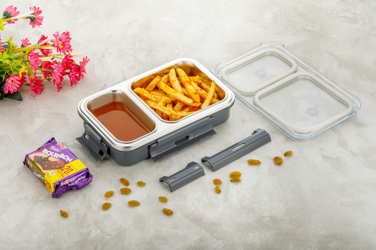LEAKPROOF 2 COMPARTMENT LUNCH BOX .