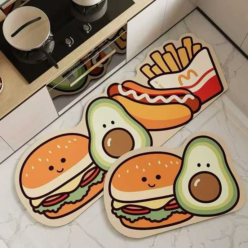 2 PC SET CUTE KITCHEN MAT