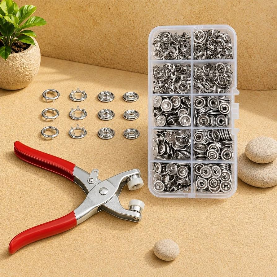 100 PC SET SILVER SNAP BUTTONS