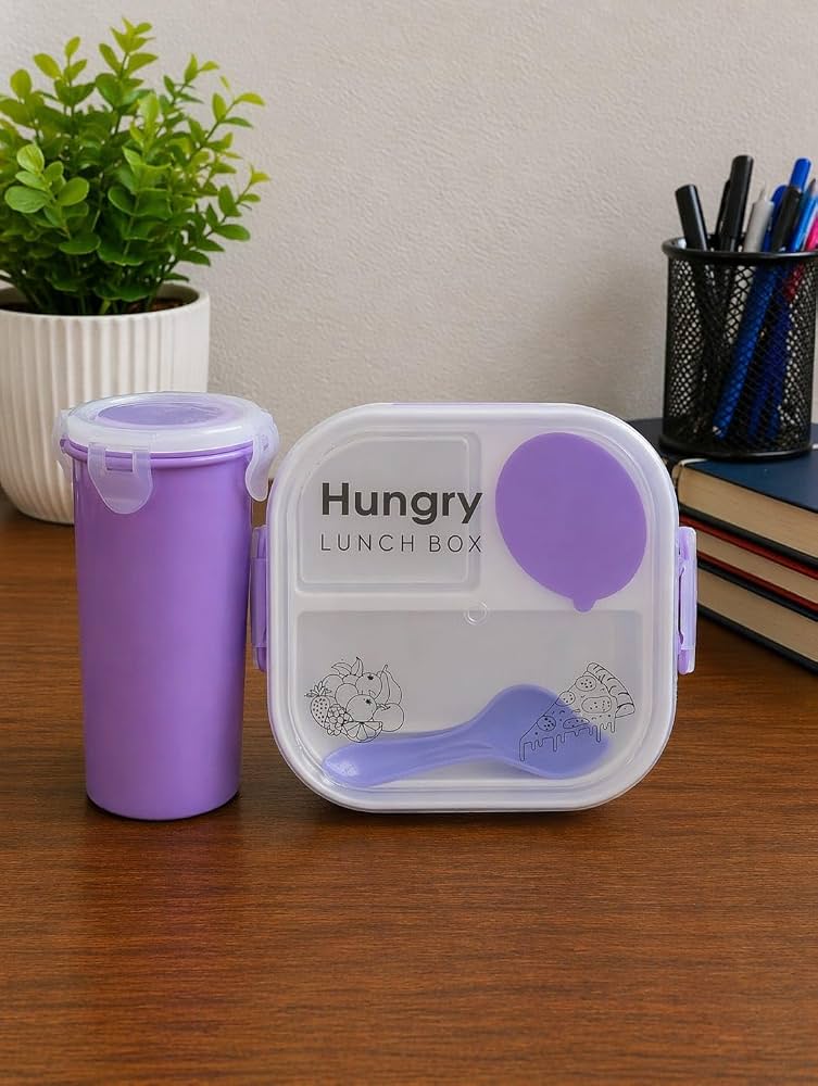 PLASTIC LUNCH BOX AND BOTTLE SET
